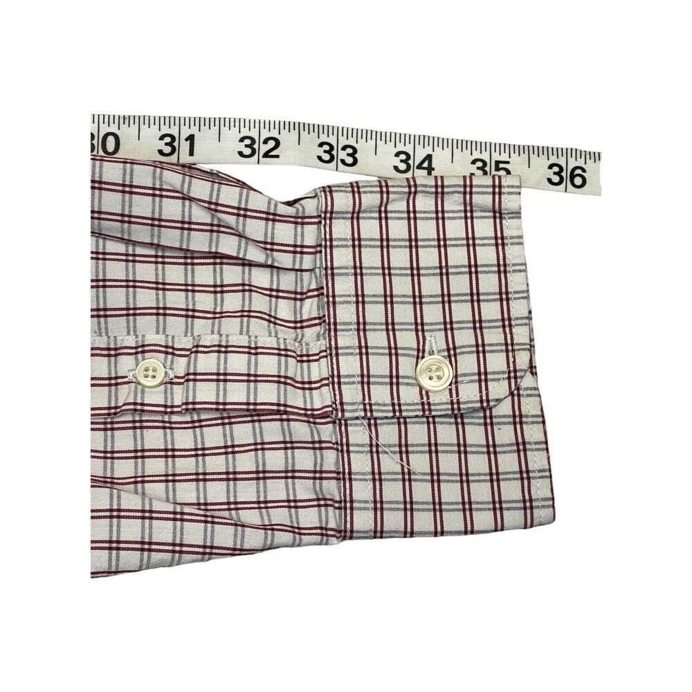 Dockers Shirt Men's Large White Red Plaid Cotton Stretch Long Sleeve Button-Down - Picture 6 of 8